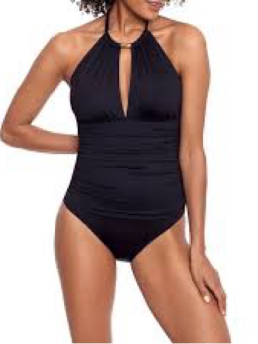 Ralph Lauren Tummy Control Halter-Keyhole One-Piece Swimsuit